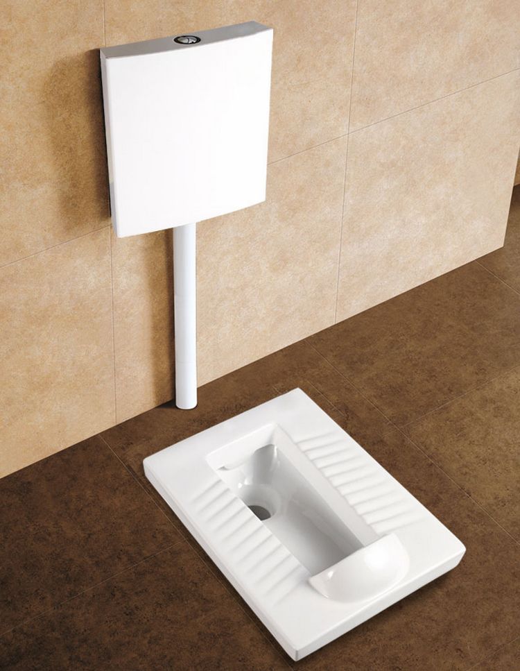 蹲便器水箱套装 方形带前挡水蹲厕 公共场所专用蹲便器