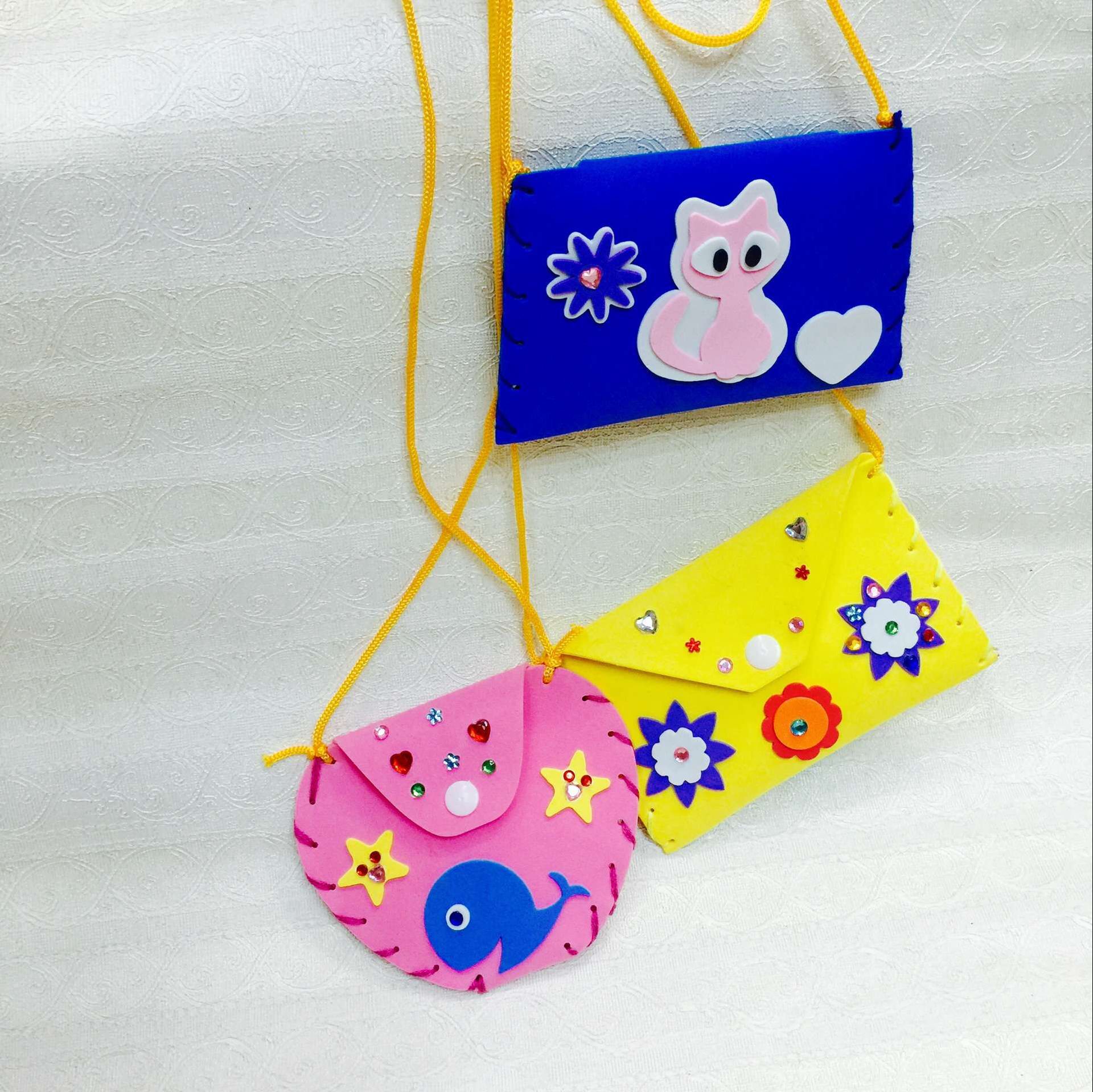 eva儿童手工制作泡沫粘贴零钱包卡通小背包