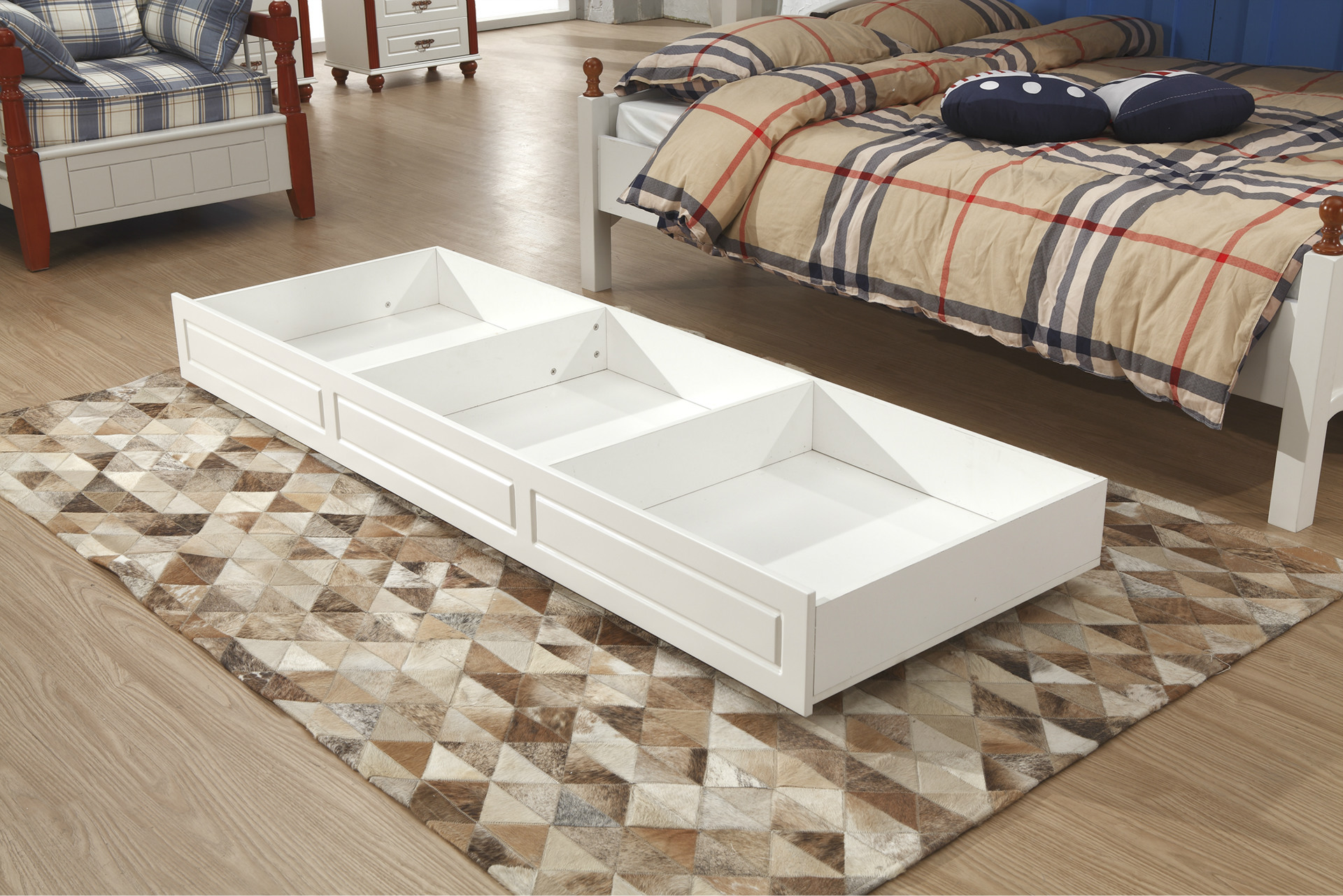 新款地中海系列子母床款式新颖质量保证板木结构1.5米儿童床