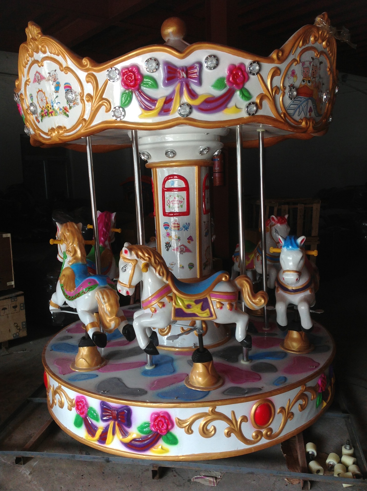 商场电动旋转木马转椅 儿童卡通金属电动游艺转椅批发