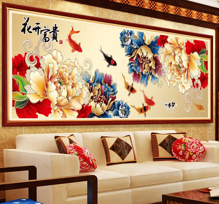 方钻满钻钻石十字绣贴钻画diy钻石画牡丹