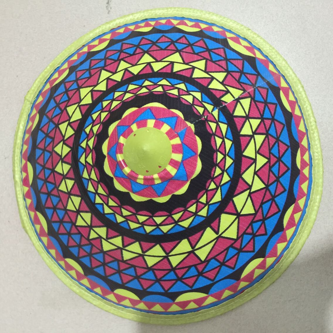 儿童舞蹈用品帽子竹子斗笠帽厂家批发牡丹花彩绘大檐帽防晒遮幼儿