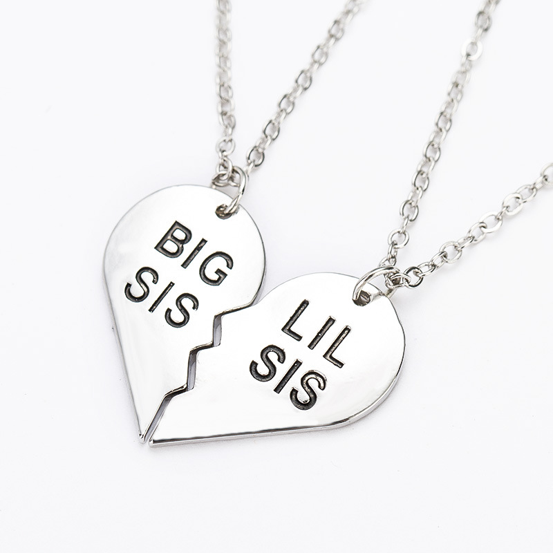 破碎的心项链 big sis 欧美风格两部分项链外贸热销新款爆款