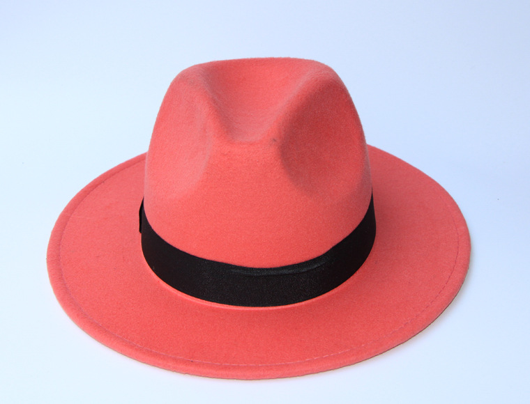 范冰冰大檐礼帽英伦毛呢毡帽子男女蝴蝶结情侣爵士帽小礼帽批发