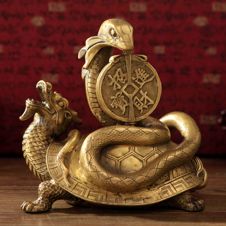 文王风水工艺品铜玄武摆件四灵神兽铜蛇龟玄武摆饰风水用品