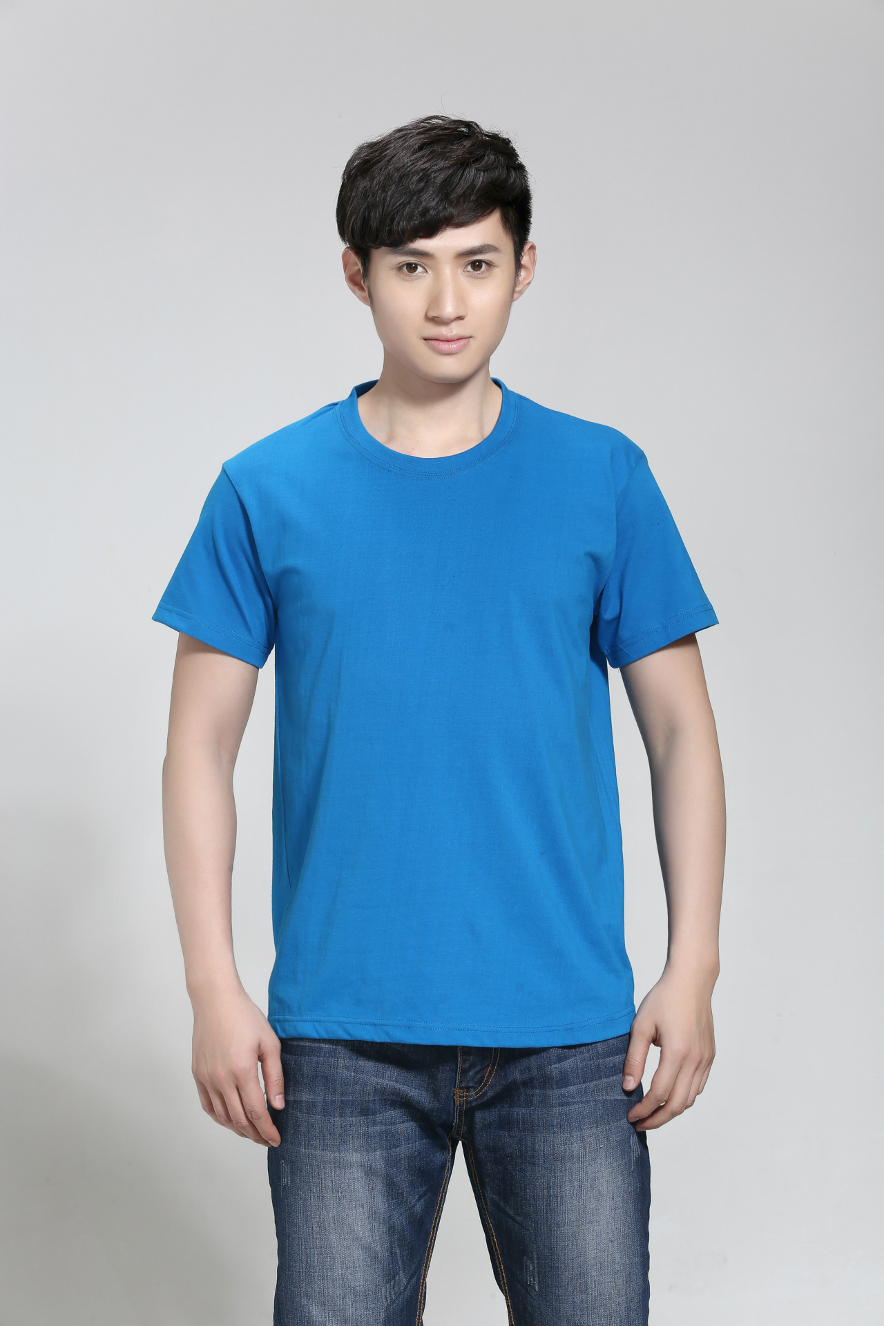 文化衫定制纯棉广告衫200克空白圆领短袖t恤衫刺绣印logo