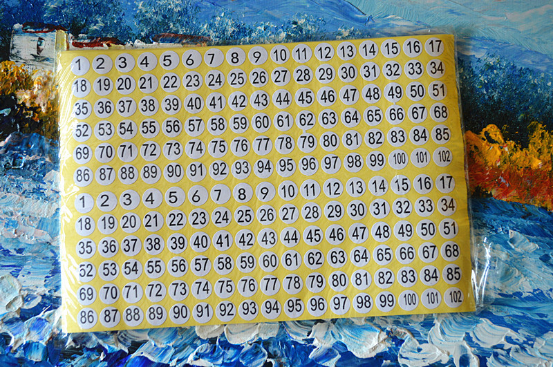 圆形号码贴纸 数字标签贴纸 10mm数码标贴 1-102号不干胶数字贴纸