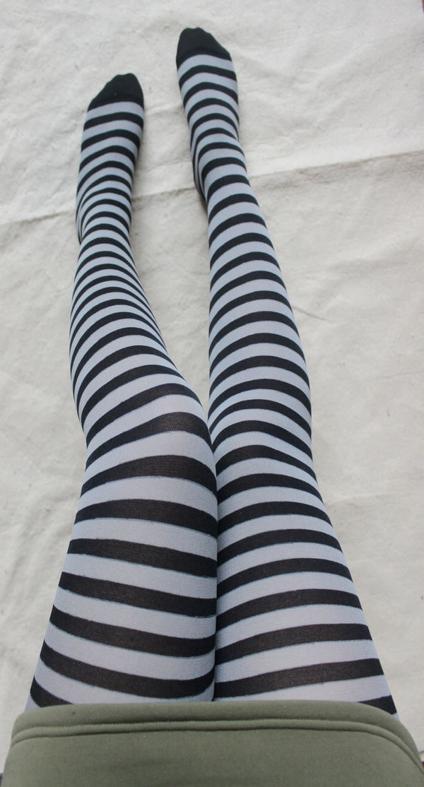 80d黑灰条纹连裤袜 日韩复古连裤袜 cosplay风格连裤丝袜连裤袜