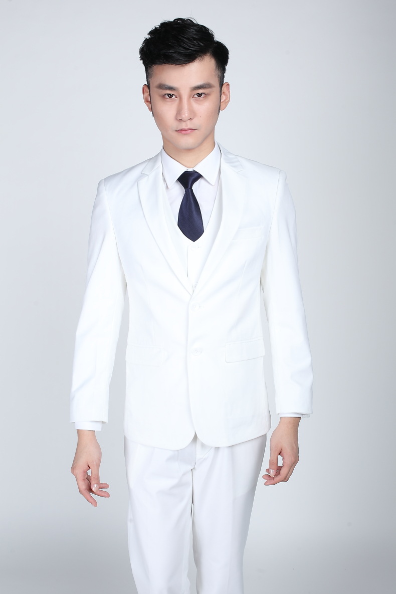 男式西服套装婚纱摄影婚庆礼仪新郎结婚礼服韩版修身白色小西装秋