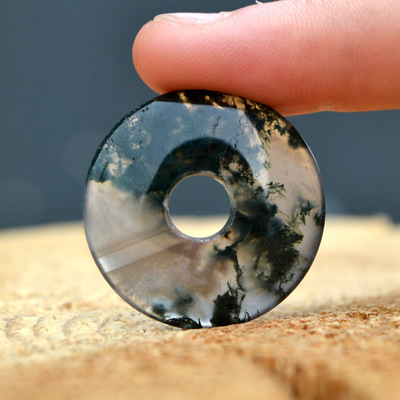 天然水草玛瑙印度玛瑙平安扣玉石玉器吊坠挂坠金丝玛瑙项链坠