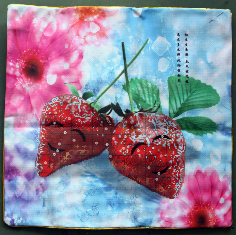 新款十字绣抱枕双面绣草莓之恋卡通系列十字绣厂家直销淘宝代发