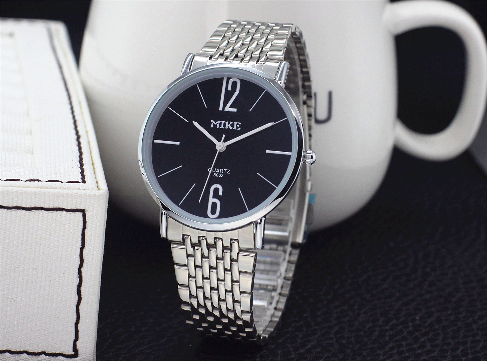 米可手表女超薄防水男表时尚潮流款钢带情侣一对表男士石英表