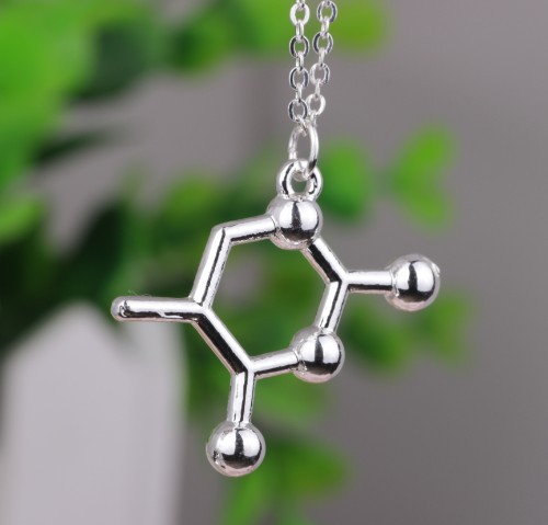 新款外贸热卖 t分子双面立体 化学分子式项链 理科生项链