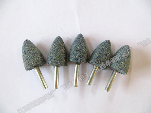 供应陶瓷铬刚玉带柄砂轮磨头 磨具抛光打磨头 火石仔烧结磨头30*40*6-