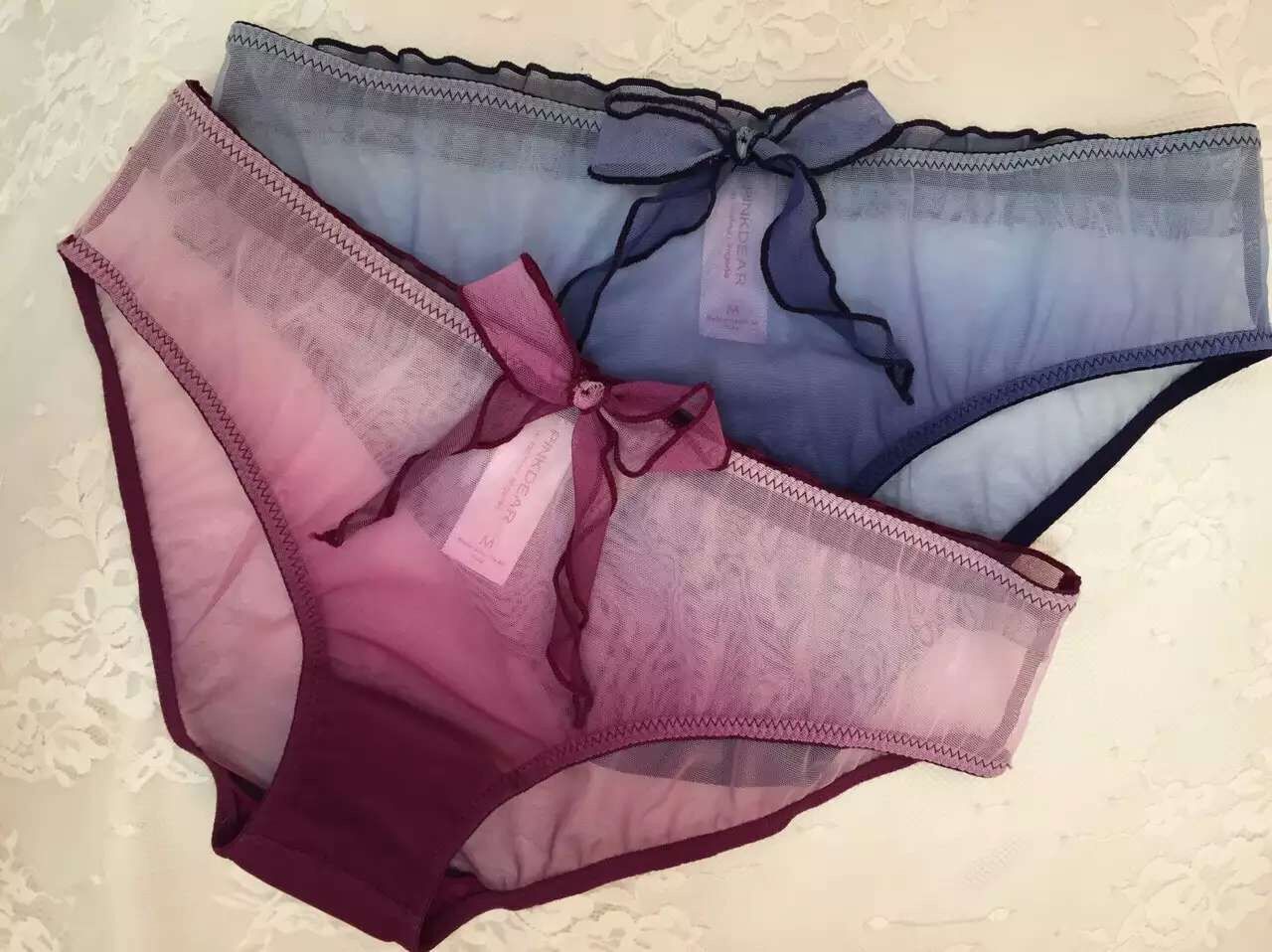 外贸原单 精美渐变色性感内裤 柔软网纱 外贸女士内裤批发