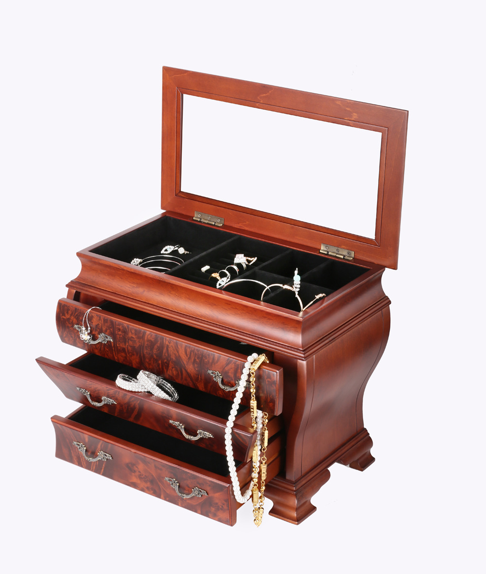 化妆盒梳妆盒加工 热销高档木质家用多功能收纳盒