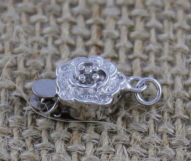 小额批发s925珍珠扣串珠扣diy饰品配件扣连接搭扣925梅花扣