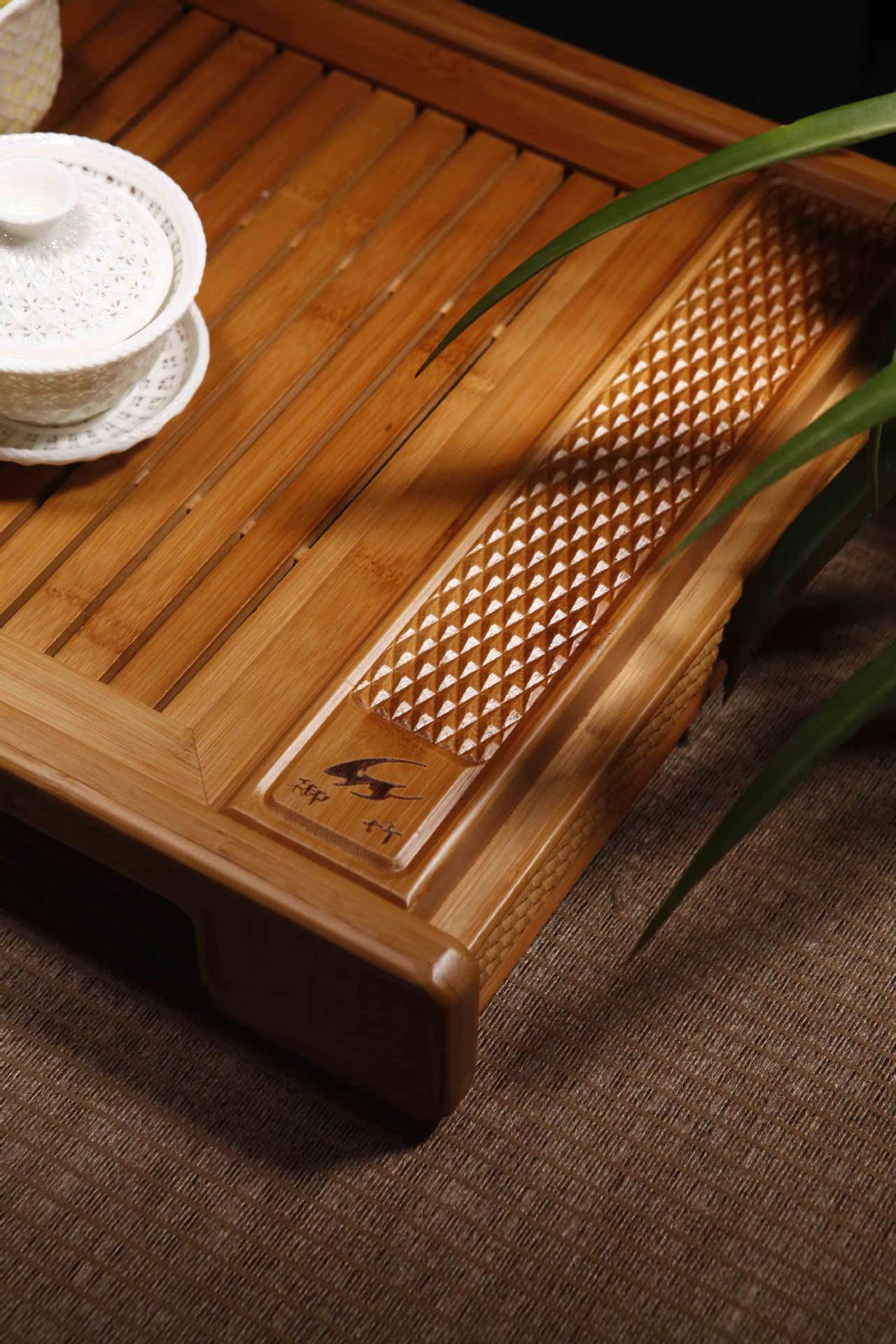 御竹 精品天然竹制茶盘 钻石 储水排水式 竹茶具茶盘 竹制.
