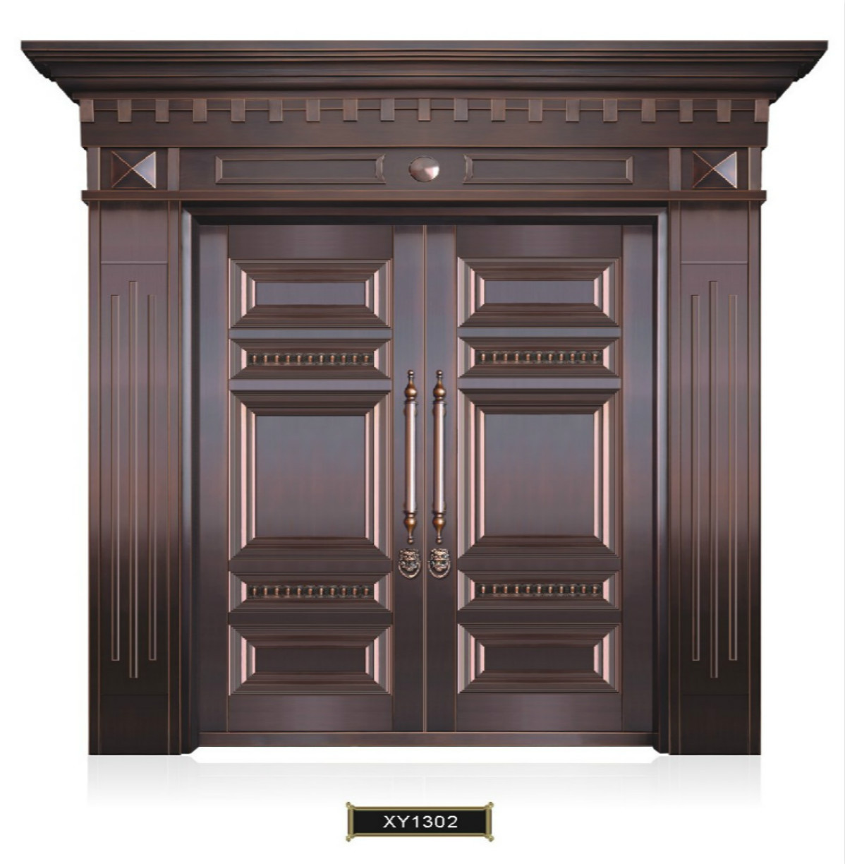 0成交105平方米厂家供应新跃防盗门 加厚不锈钢镀铜仿铜门别墅紫铜门