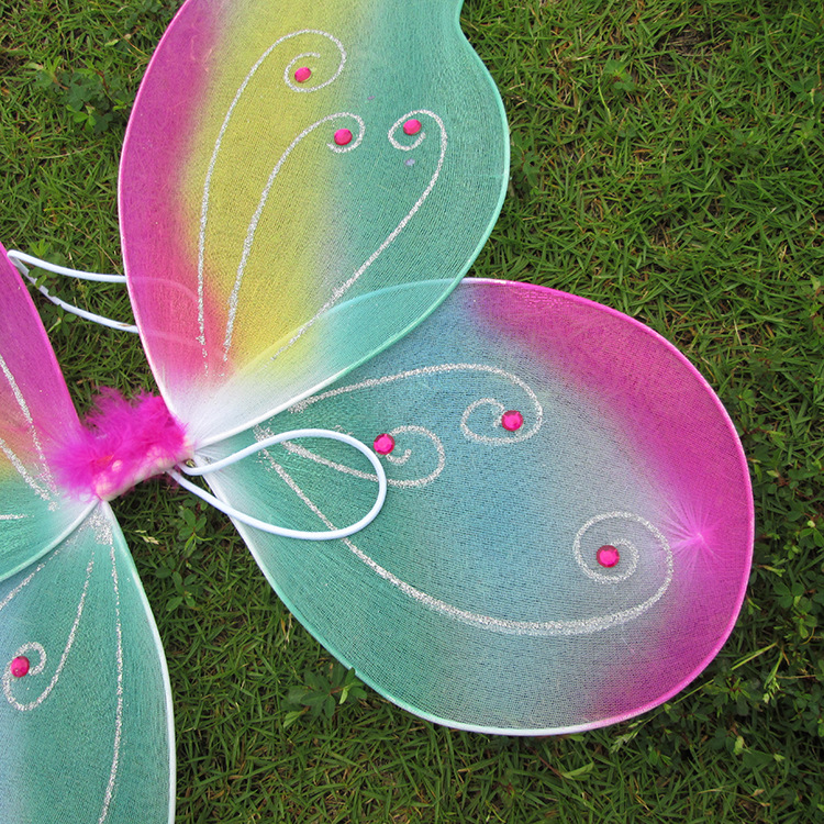 彩色点钻蝴蝶翅膀 单个彩虹天使翅膀 圣诞派对化妆服饰道具