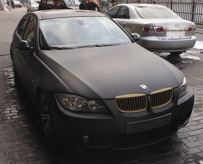 车身改色膜磨砂黑 亮光黑 亚光黑 碳纤维 导气贴膜 改色膜1.52宽