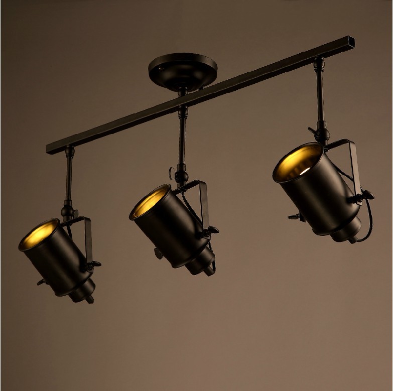 loft美式乡村简约铁艺餐厅酒吧台咖啡服装店复古轨道长竿工业射灯