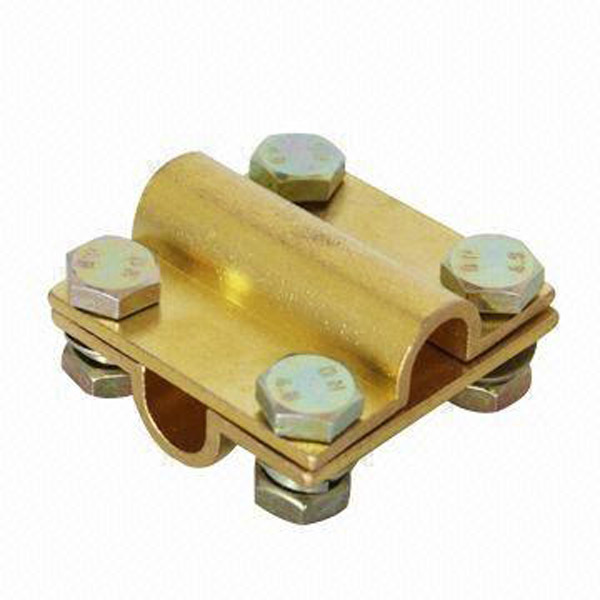 防雷用正方形铜包钢圆导体固定夹 避雷带接地线夹 十字型线夹