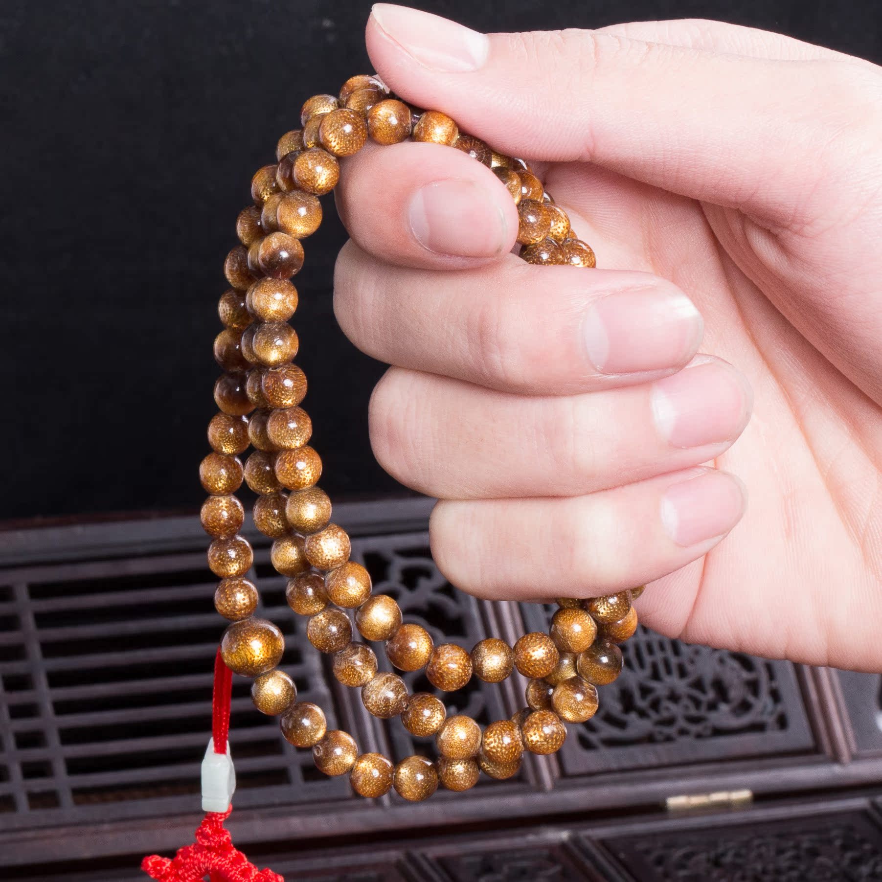 厂家直销 郑走鬼 金珊瑚108颗念珠手链6mm 柳珠 手串批发