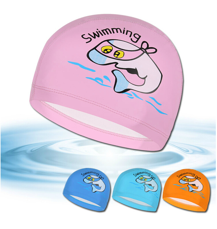Hot-Selling Cartoon Printed Baby Children's Pu Swimming Cap Universal Waterproof Coating Non-Tightening Cartoon Swimming Cap for Boys and Girls