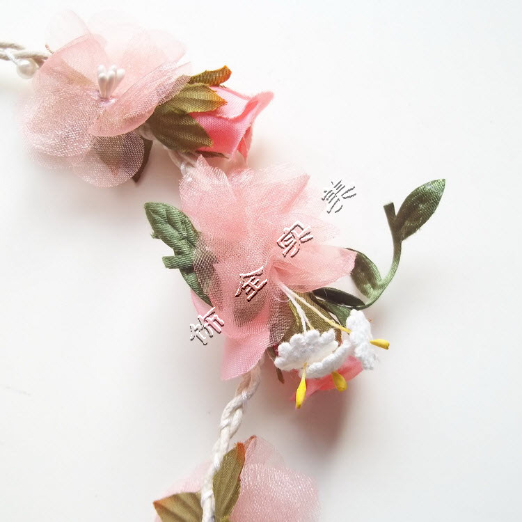 ssy33-14009欧美大牌纯手工浪漫粉色花朵高档花环旅游婚庆发带