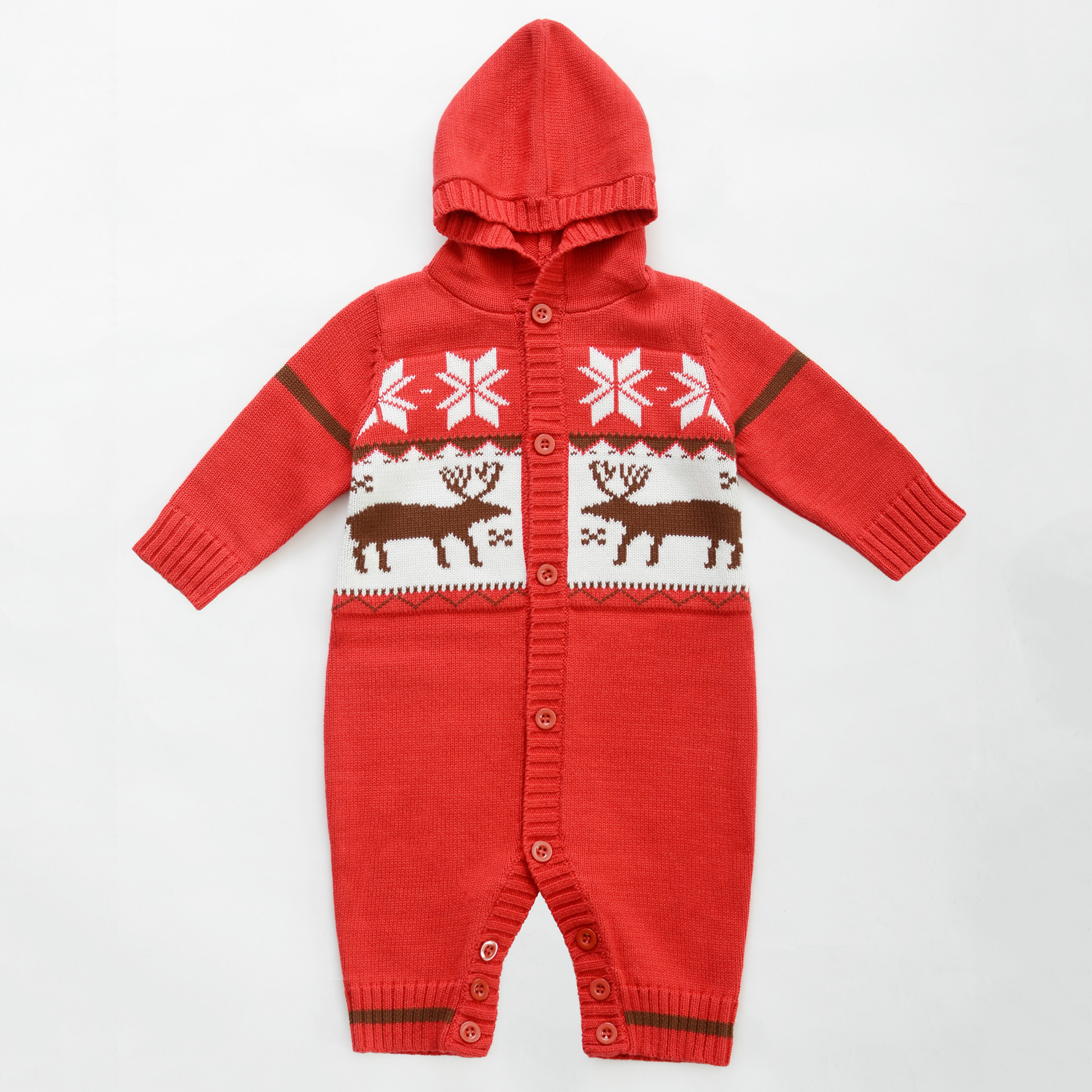 新款婴儿衣服春秋女宝宝纯棉针织哈衣儿童毛衣提花加厚爬服连身衣