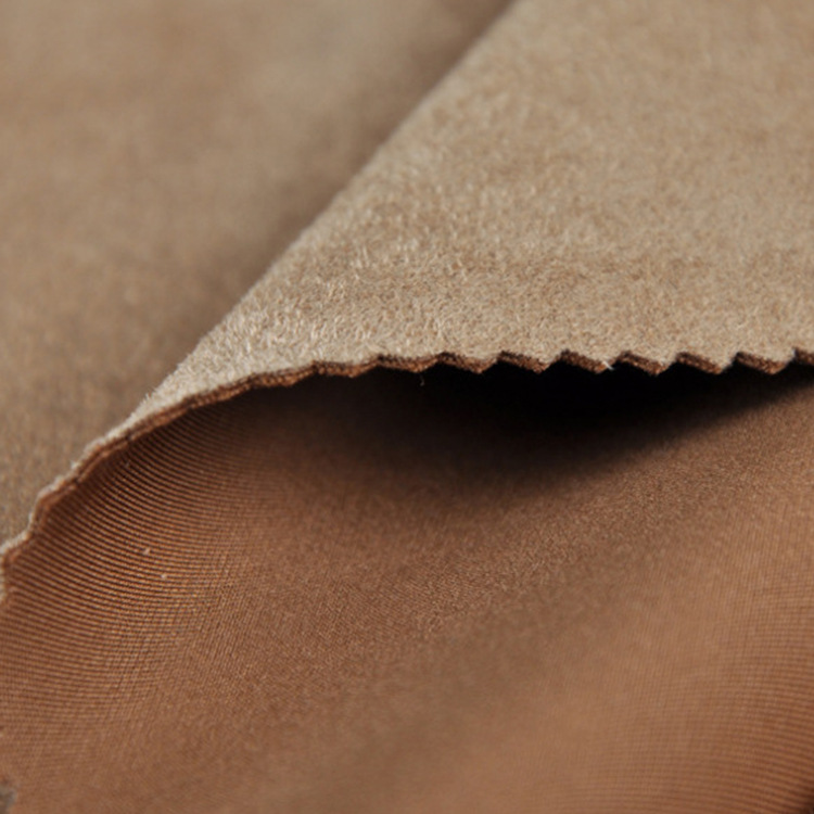 麂皮绒空气层同色一体复合高密弹力磨砂布料 经编沙发套面料