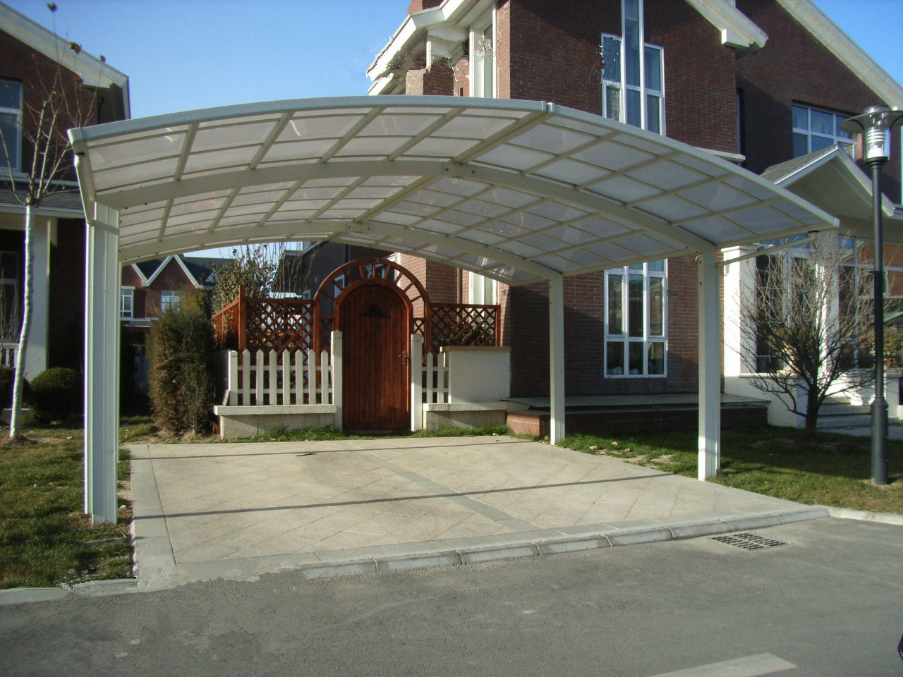 铝合金户外汽车遮阳棚 景观停车棚 高档小区耐力板遮阳雨蓬