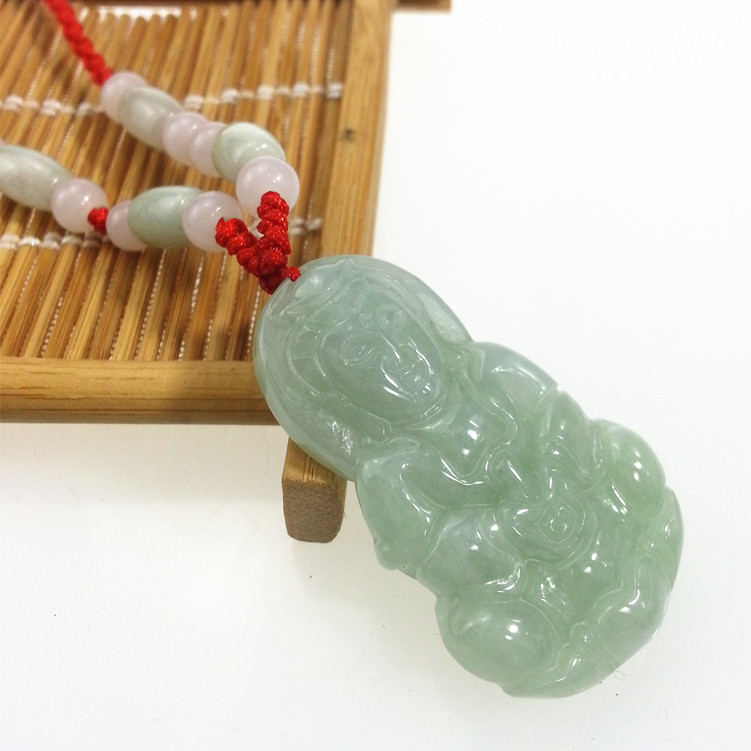 老坑 天然a货翡翠 玉净瓶 玉观音 自在观音菩萨 男款 玉吊坠