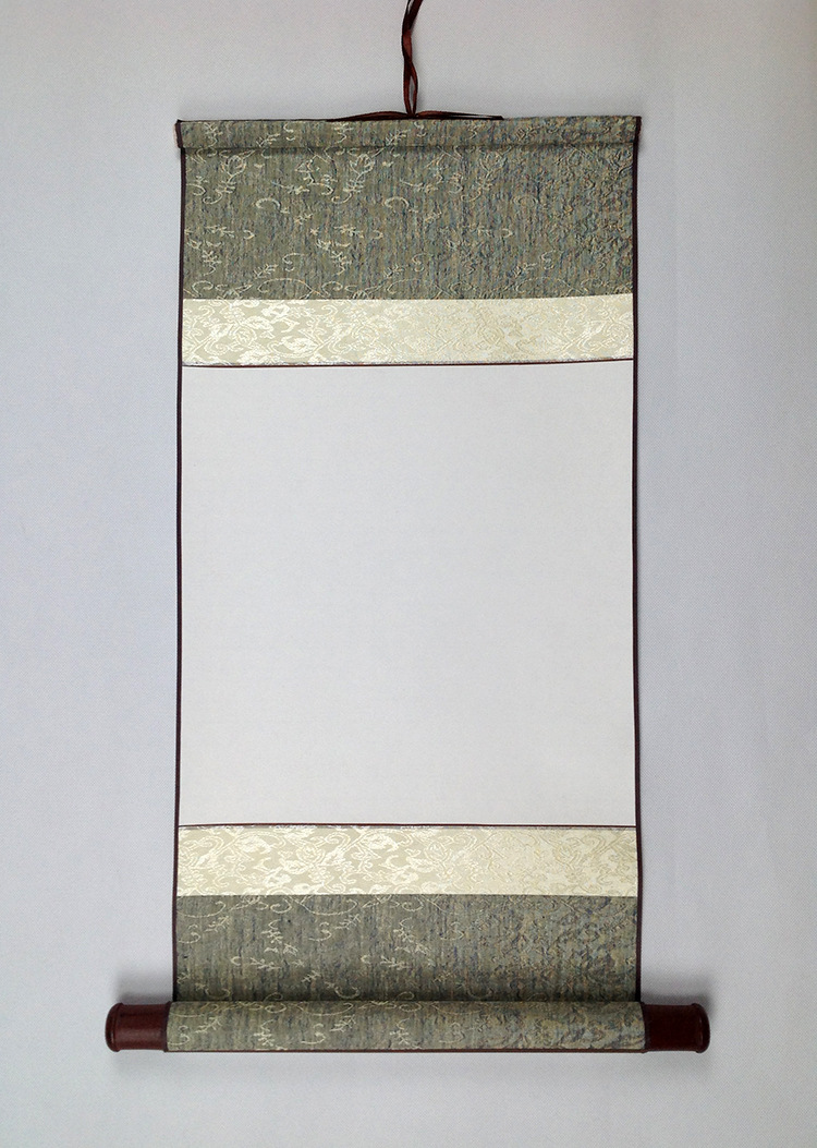 一尺小品空白挂轴卷轴书画生宣纸画轴立轴全绫布装裱厂家直销