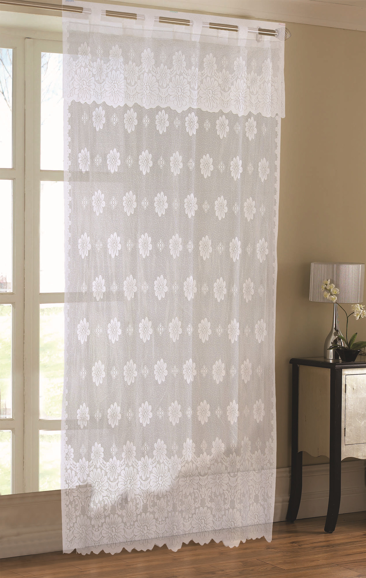 hw9859全涤染色经编窗帘 经编成品窗帘 蕾丝窗帘布