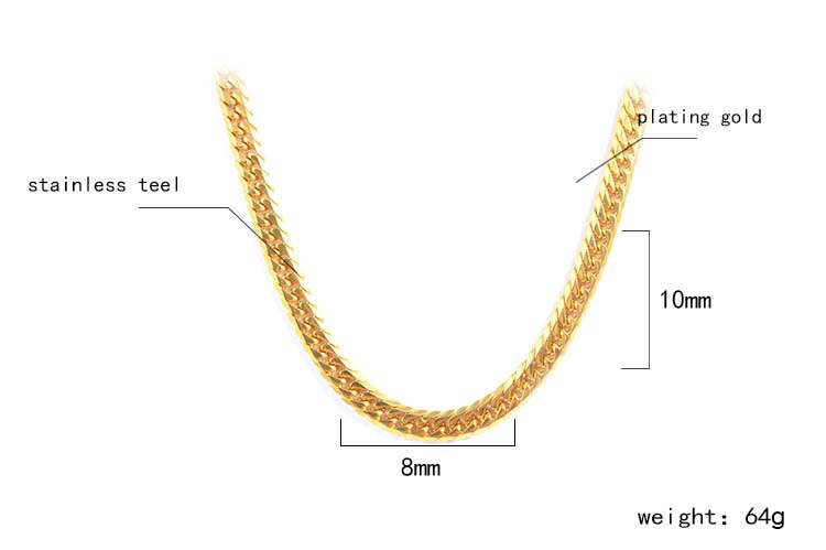 韩版潮男蝴蝶骨项链 男士高档钛钢金色项链