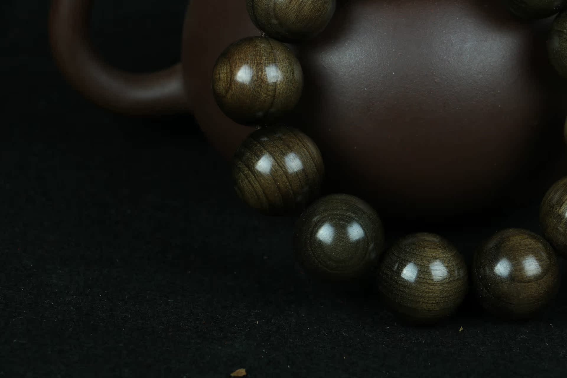 正宗四川乌木 阴沉木佛珠金丝楠手串12颗20mm手