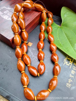 百年特红橄榄老油核三花素珠籽胡35颗1.3cm项链颈链男女手串长串