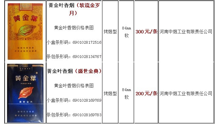 黄金叶烟多少钱一盒