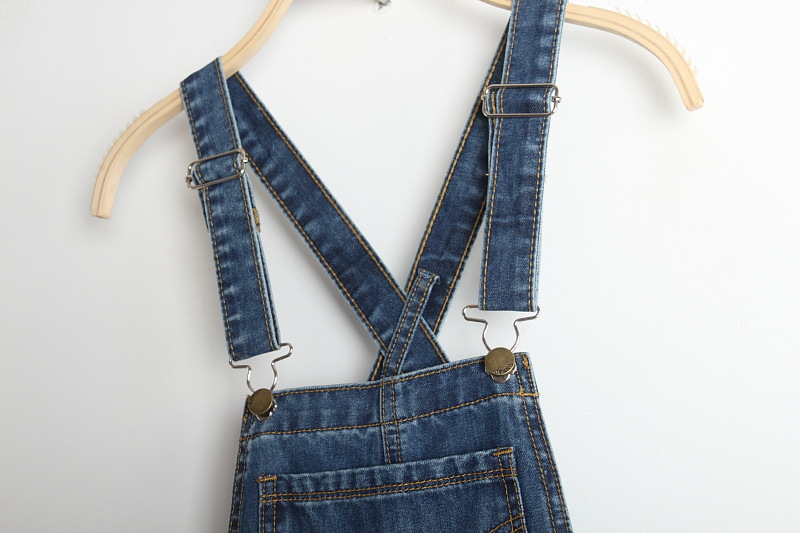 春秋新款 休闲风 水洗乞丐磨破 显瘦无弹力牛仔裤背带裤女