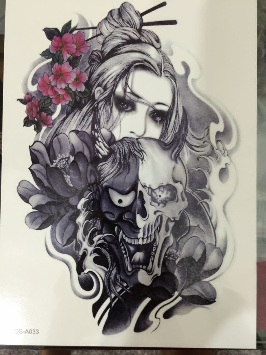 花臂纹身贴 般若美女 大图仿真刺青手臂纹身贴 原创 时尚 原宿