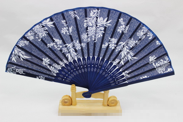 中国风古典蓝印花布扇子 女士折扇 工艺扇
