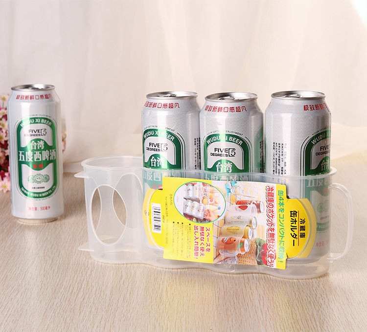 Pull-out Cans Beer Storage Rack Transparent 4-Grid Canned Beverage Refrigerator Storage Rack