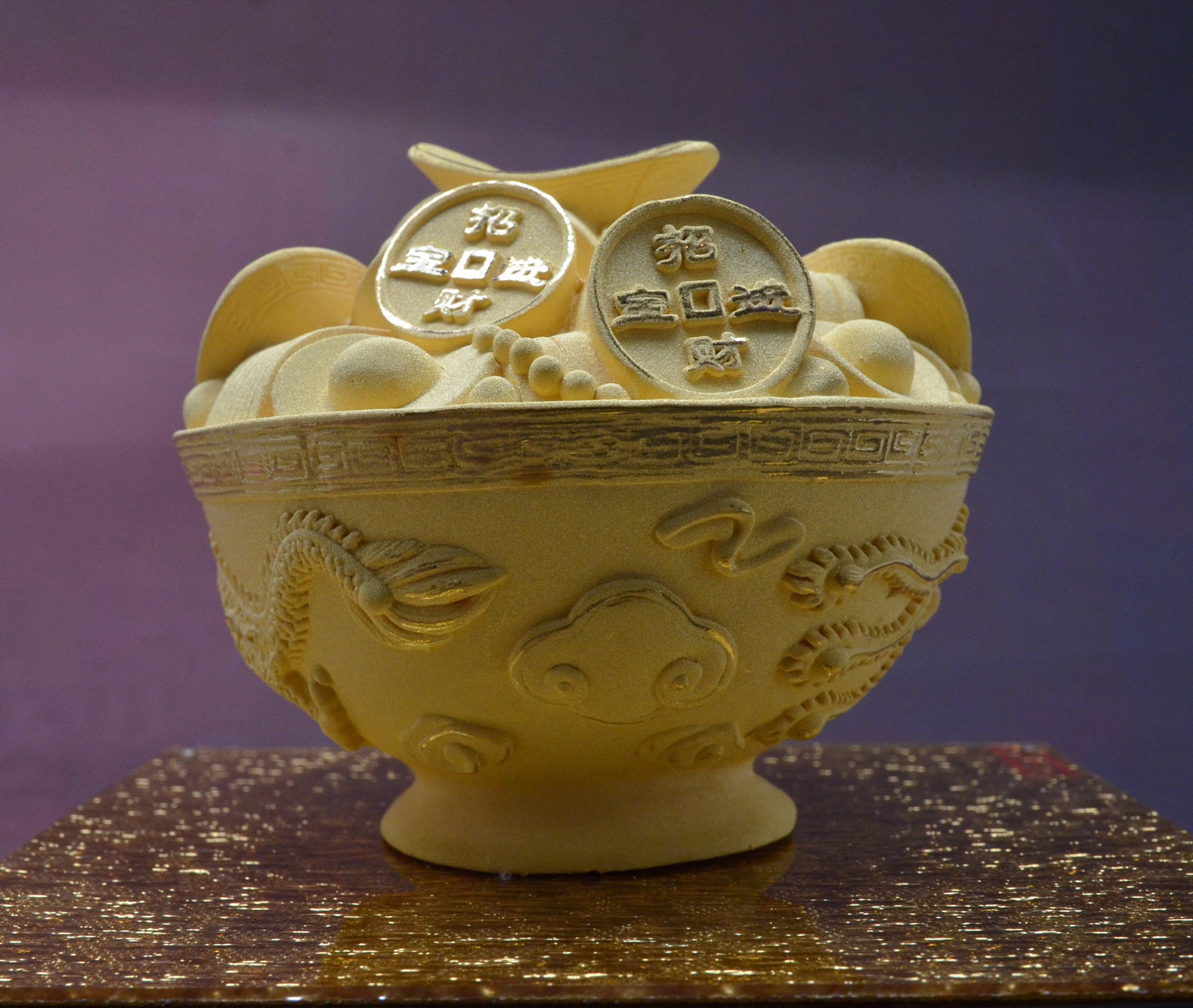 富贵金碗绒沙金金饭碗摆件厂家直销结婚开业礼品黄金工艺品