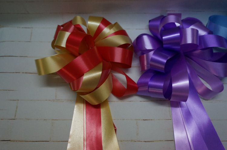 圣诞节双色手工拉花缎带丝带法国结拉花结鲜花花束包装材料