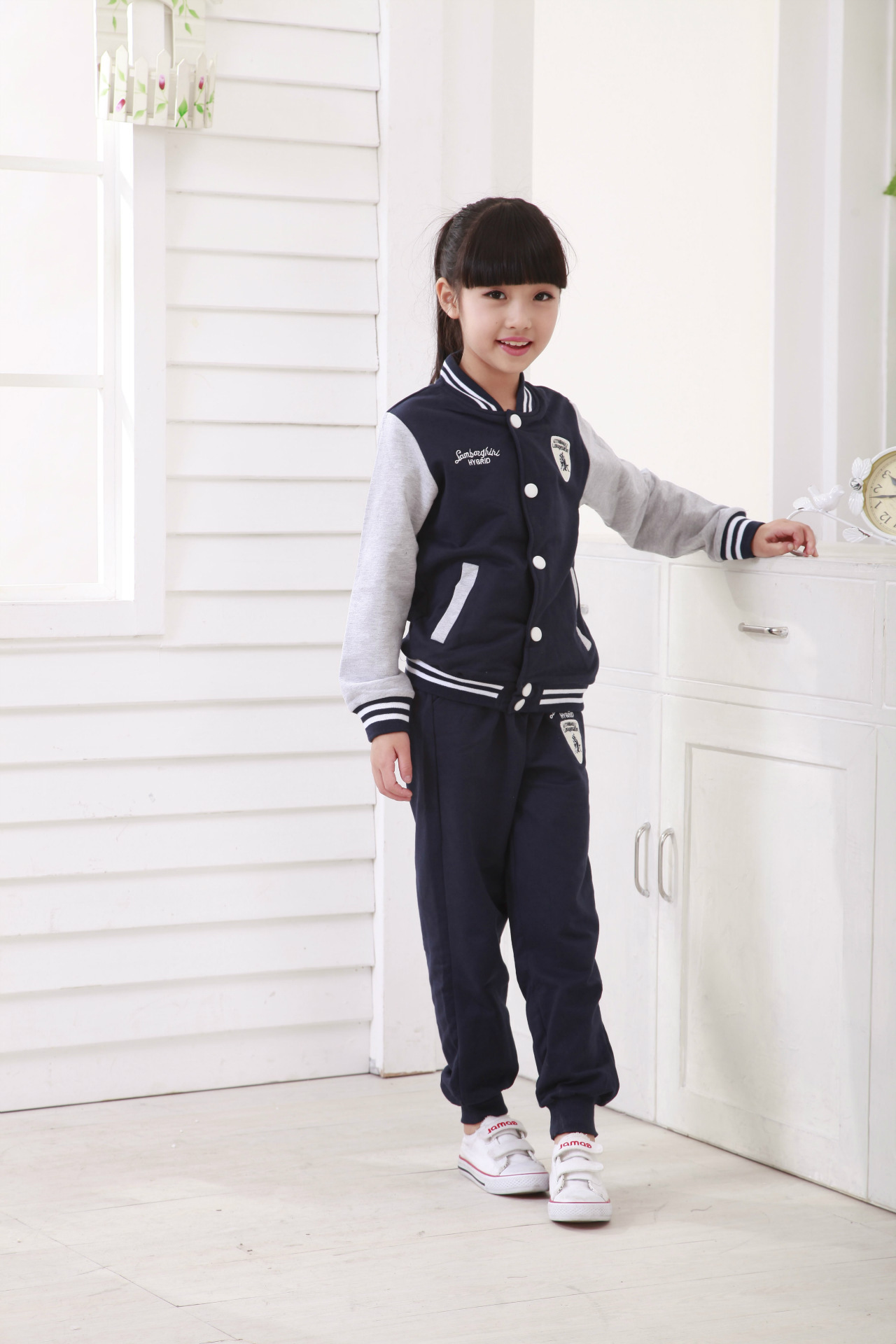 秋冬款童装纯棉长袖棒球服套装男女童运动两件套儿童校服班服套装