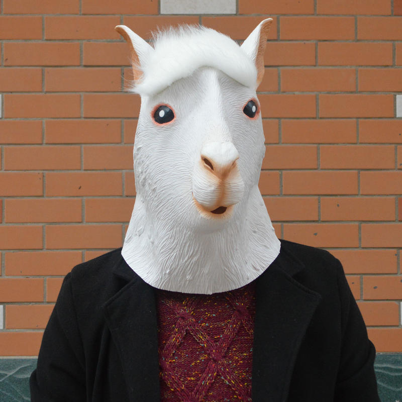 舞会派对舞台演出装扮网络神兽羊驼草泥马面具头套羊头套面具cos