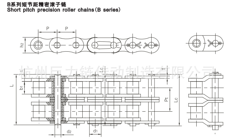 b系列双排短节距精密滚子链(图纸)