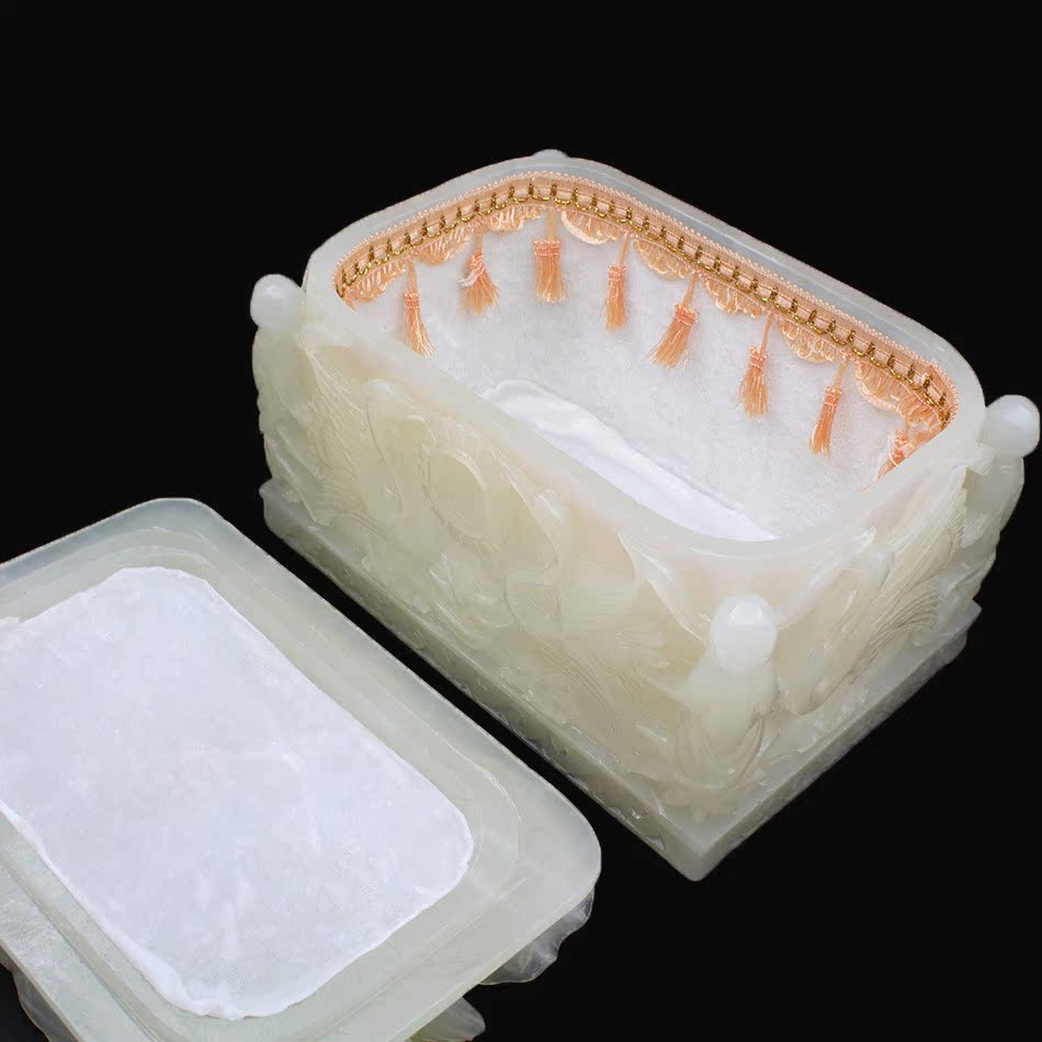 天然阿富汗玉石骨灰盒 驾鹤成仙 寿盒棺材 殡葬用品批发